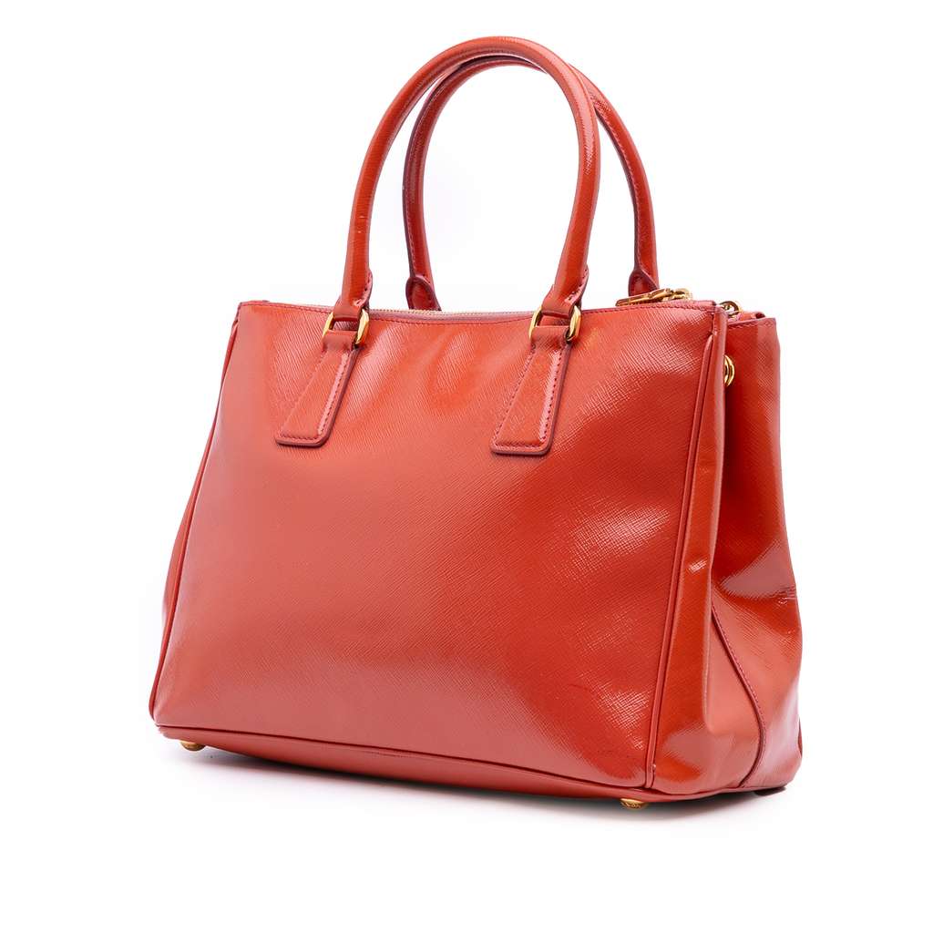 Prada Saffiano Vernice Front Pocket Galleria Double Zip Satchel - Back view