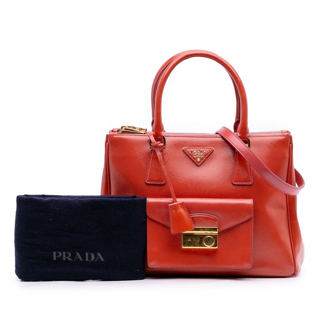 Prada Saffiano Vernice Front Pocket Galleria Double Zip Satchel - Image 14