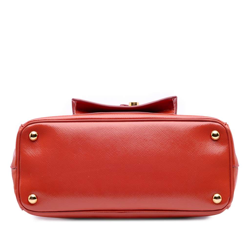 Prada Saffiano Vernice Front Pocket Galleria Double Zip Satchel - Image 6