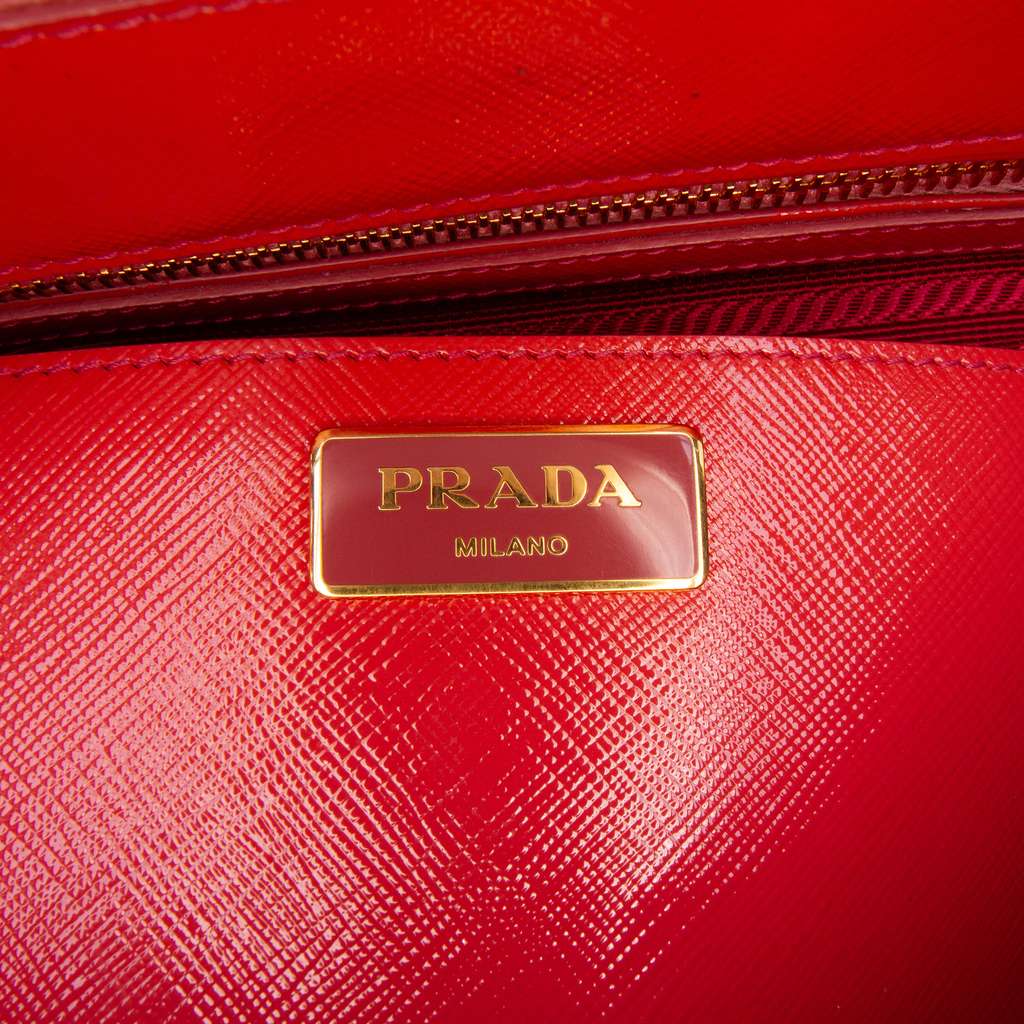 Prada Saffiano Vernice Front Pocket Galleria Double Zip Satchel - Side view