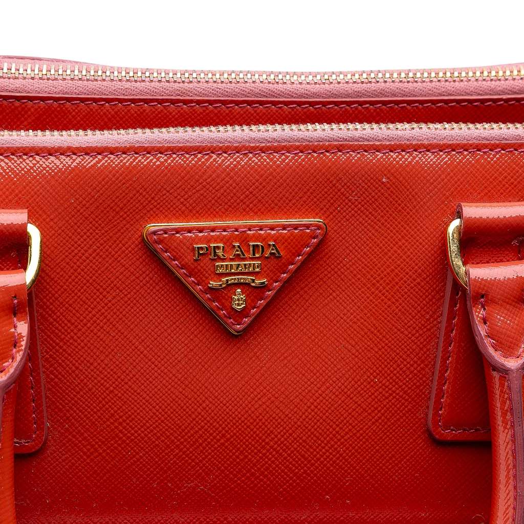 Prada Saffiano Vernice Front Pocket Galleria Double Zip Satchel - Image 10
