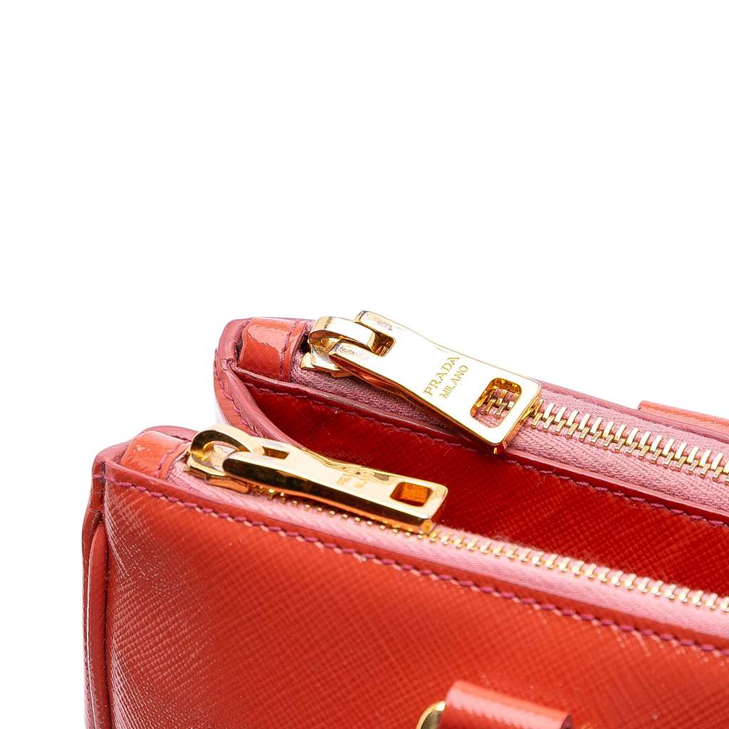 Prada Saffiano Vernice Front Pocket Galleria Double Zip Satchel - Image 11