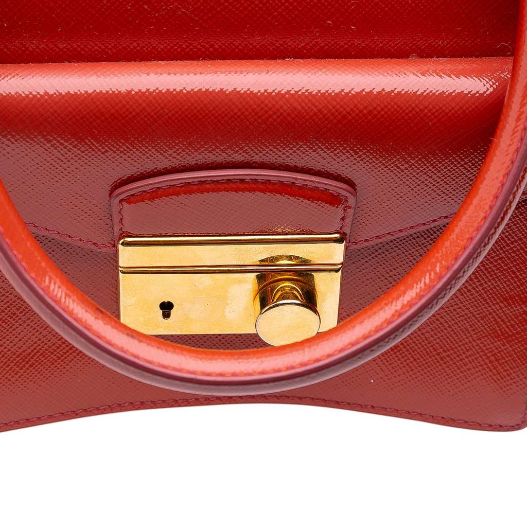 Prada Saffiano Vernice Front Pocket Galleria Double Zip Satchel - Image 12