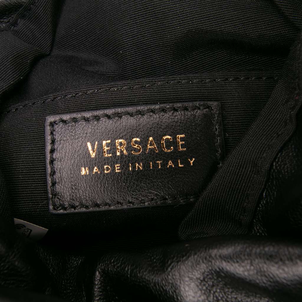 Versace Quilted Calfskin La Medusa Drawstring Bucket Bag - Side view