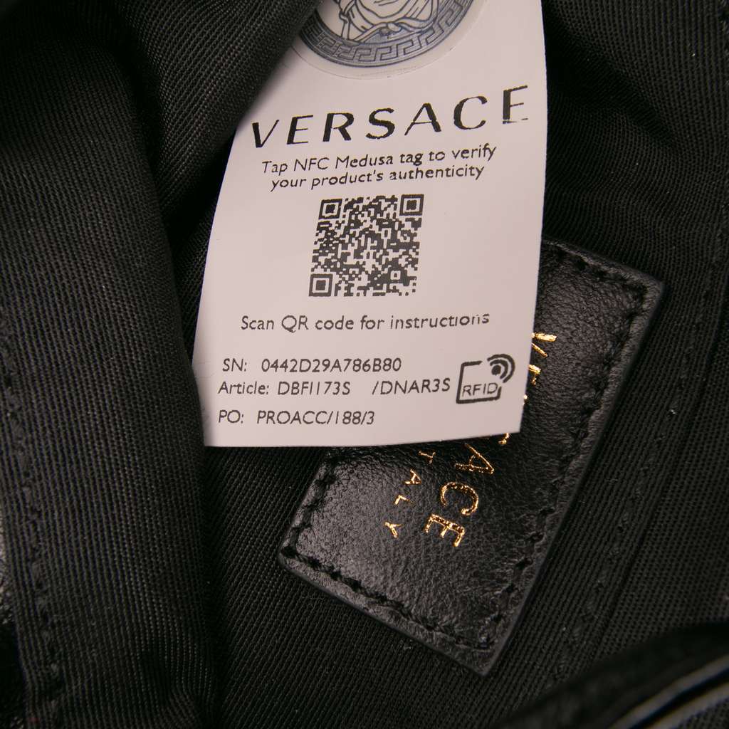Versace Quilted Calfskin La Medusa Drawstring Bucket Bag - Detail 1