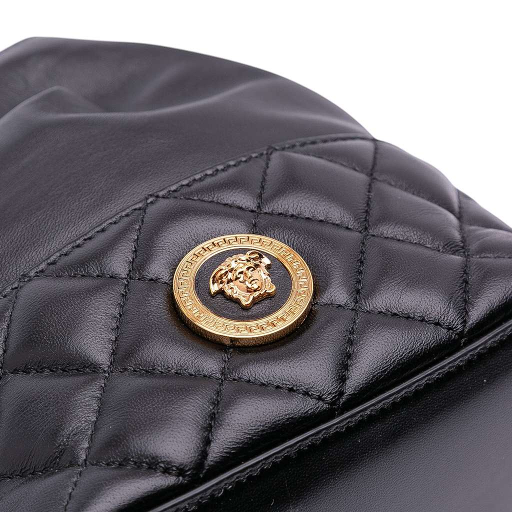 Versace Quilted Calfskin La Medusa Drawstring Bucket Bag - Detail 2