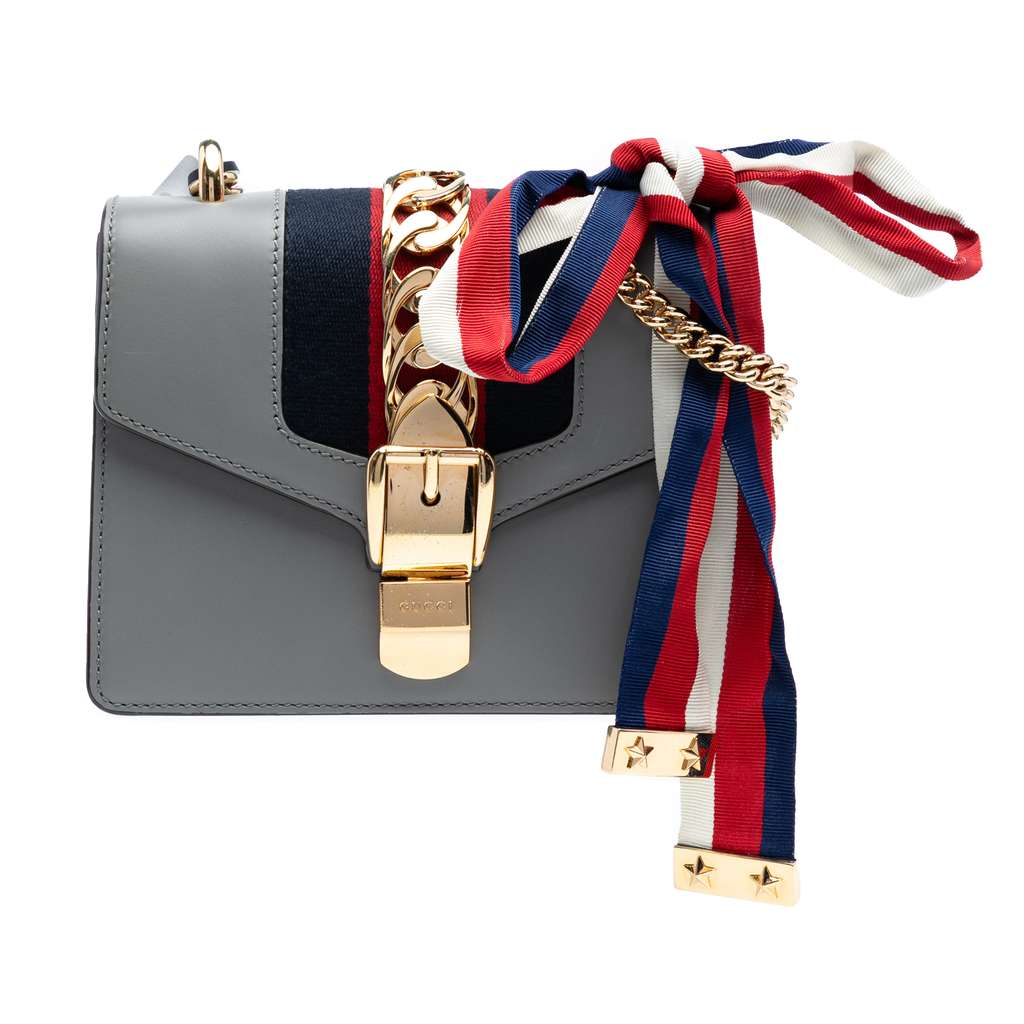 Gucci Mini Leather Web Sylvie Chain Crossbody