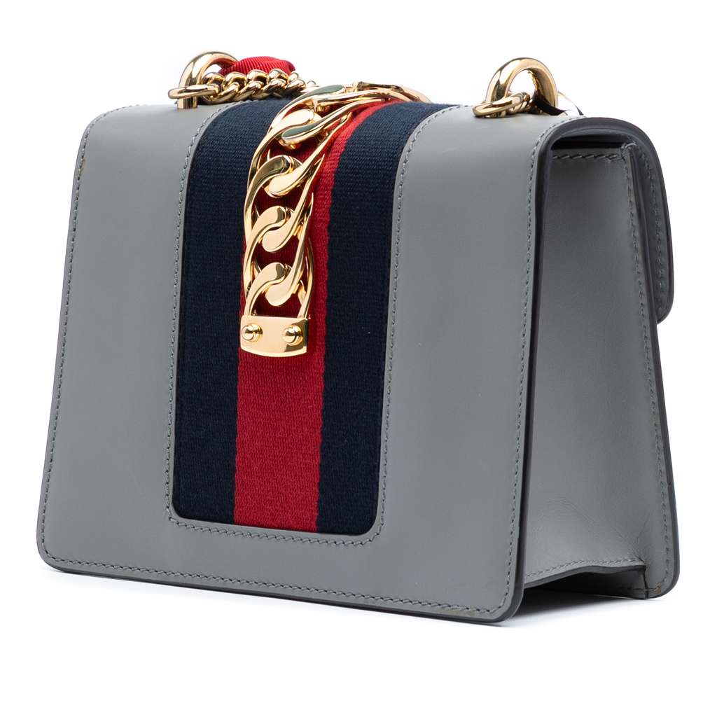 Gucci Mini Leather Web Sylvie Chain Crossbody - Back view