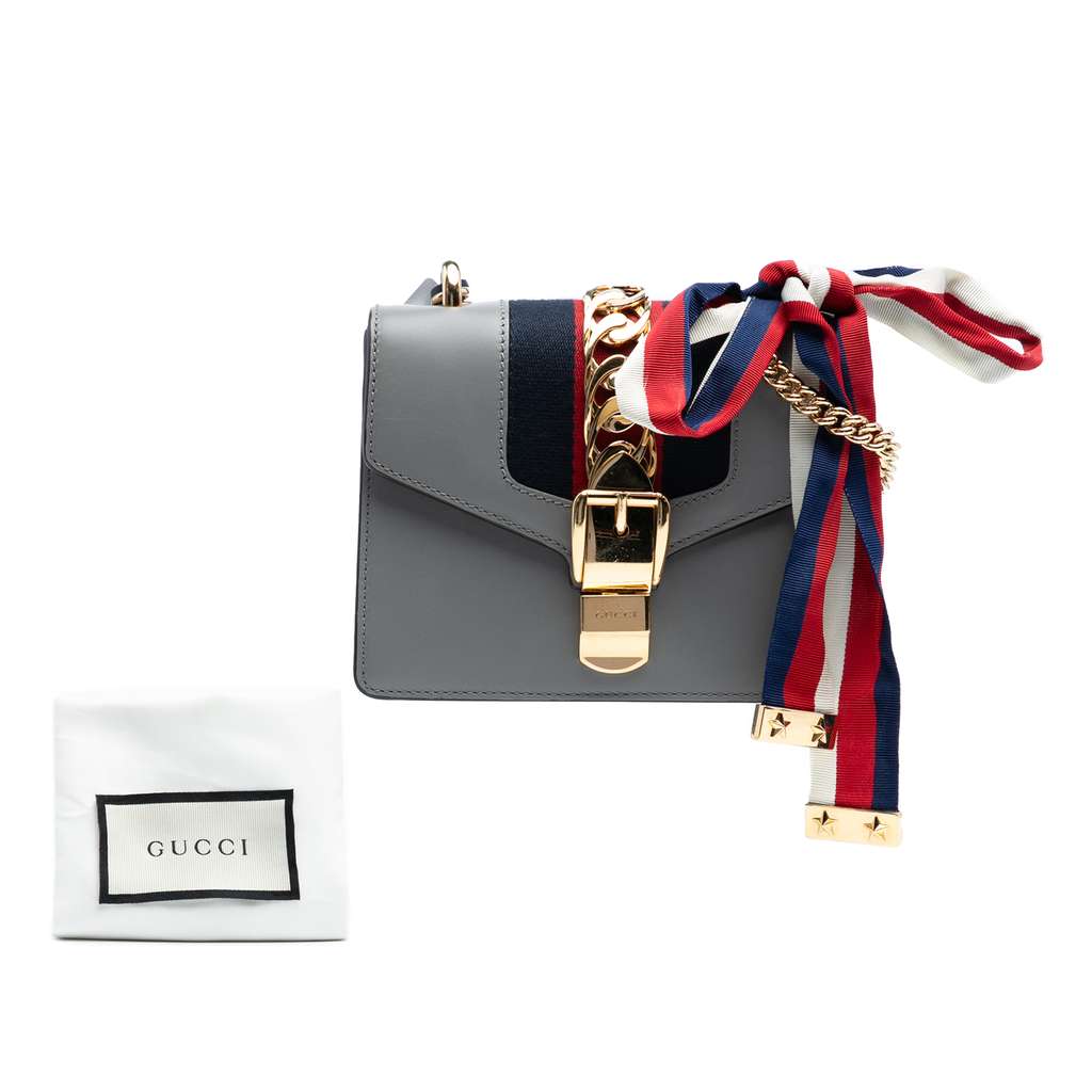 Gucci Mini Leather Web Sylvie Chain Crossbody - Image 10