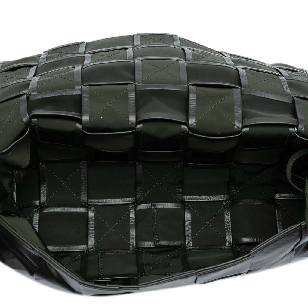 Bottega Veneta Stretch Paper Calfskin Intrecciato Cassette Crossbody Black Leather Good - Model View