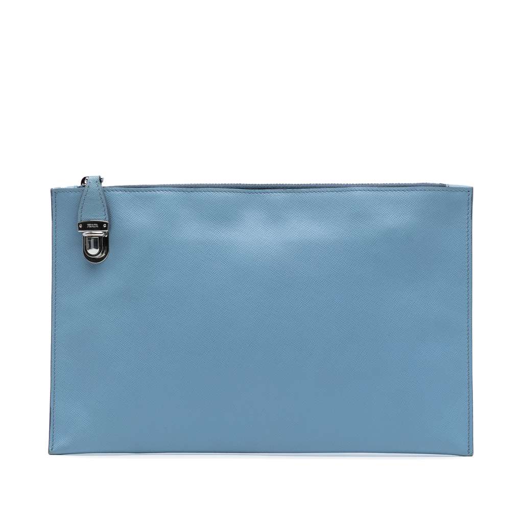 Prada Saffiano Lux Zip Clutch