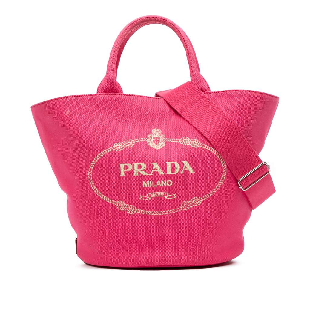 Prada Medium Canvas Canapa Logo Convertible Shopping Tote