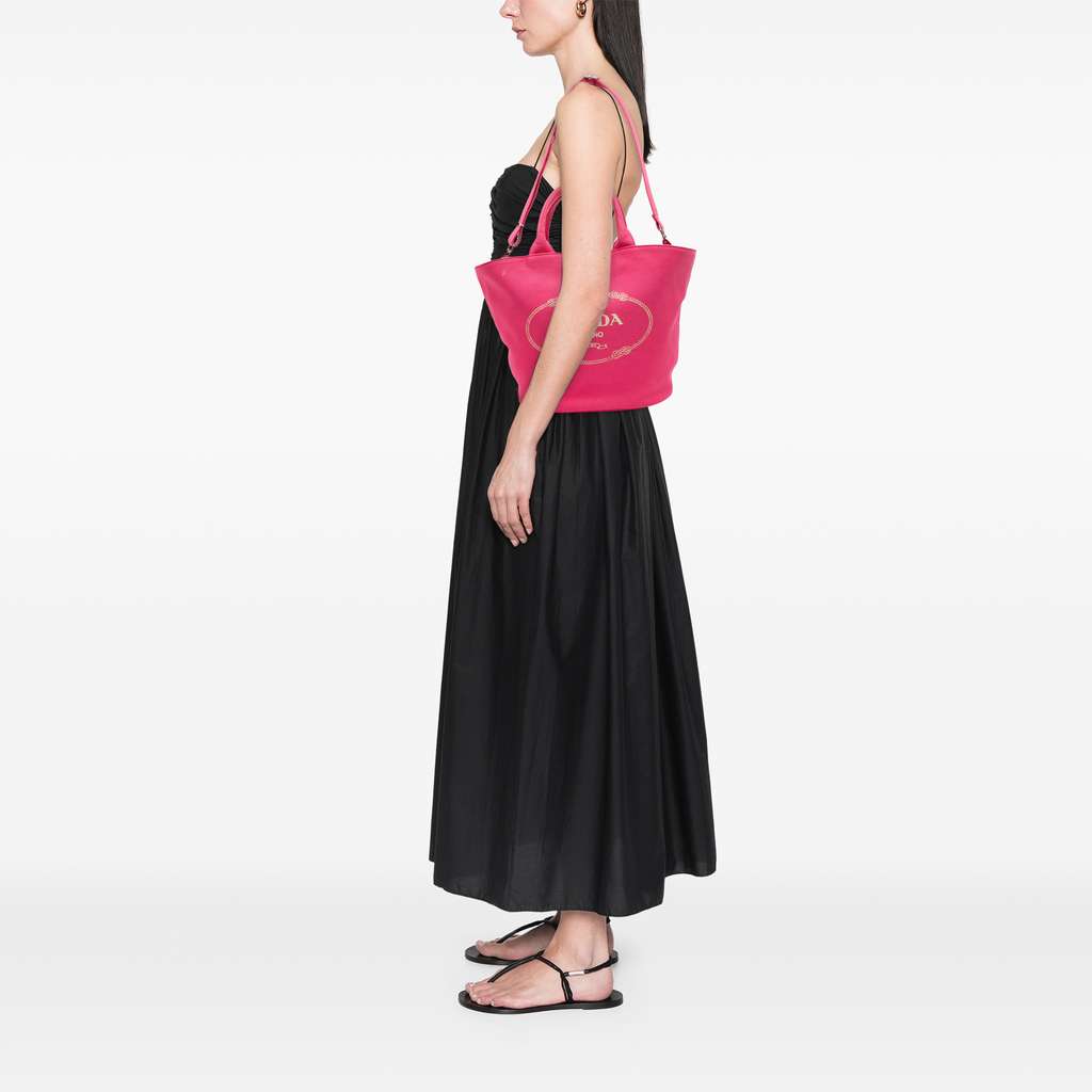 Prada Medium Canvas Canapa Logo Convertible Shopping Tote - Image 11