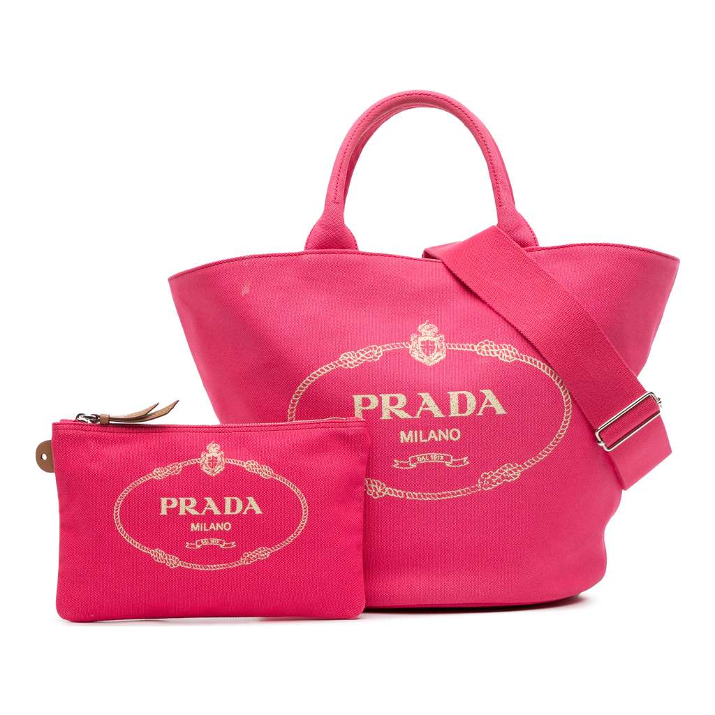 Prada Medium Canvas Canapa Logo Convertible Shopping Tote - Image 12