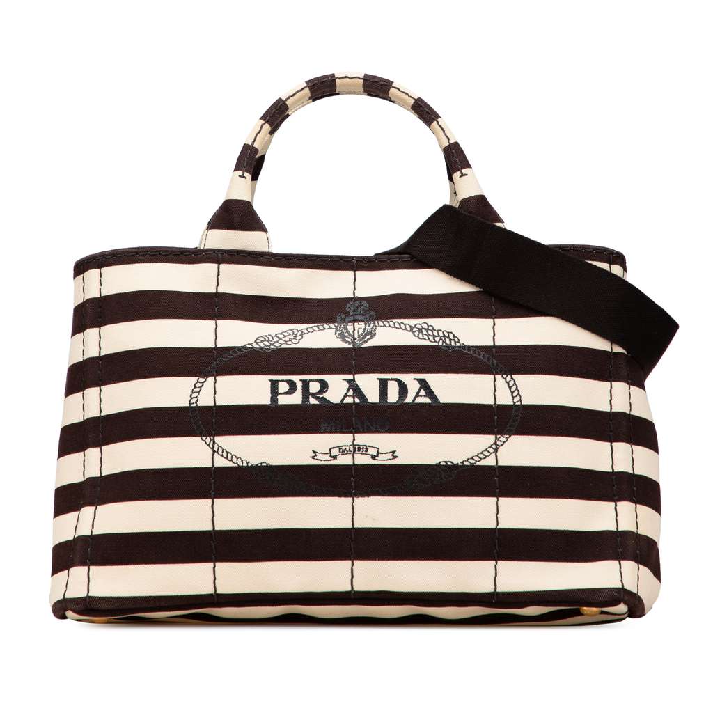 Prada Canvas Canapa Righe Striped Satchel