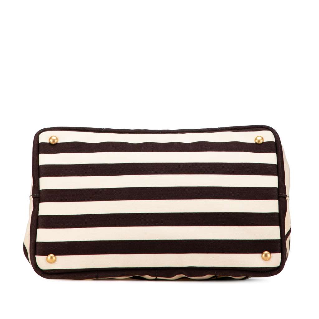 Prada Canvas Canapa Righe Striped Satchel - Image 6