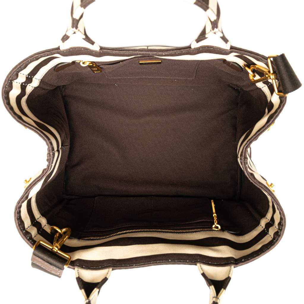 Prada Canvas Canapa Righe Striped Satchel - 4