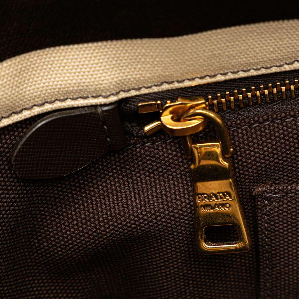 Prada Canvas Canapa Righe Striped Satchel - Image 10
