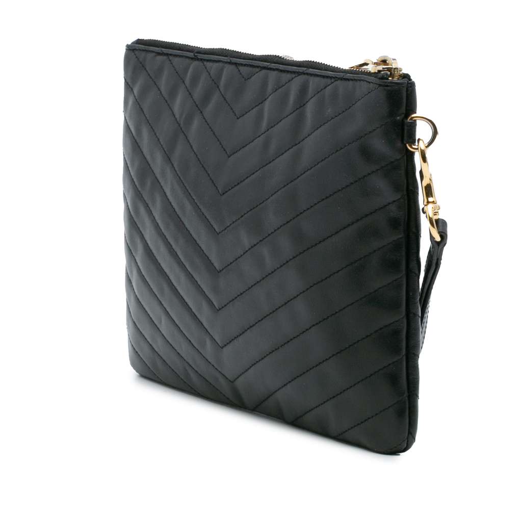 Saint Laurent Chevron Leather Monogram New Jolie Clutch - Back view
