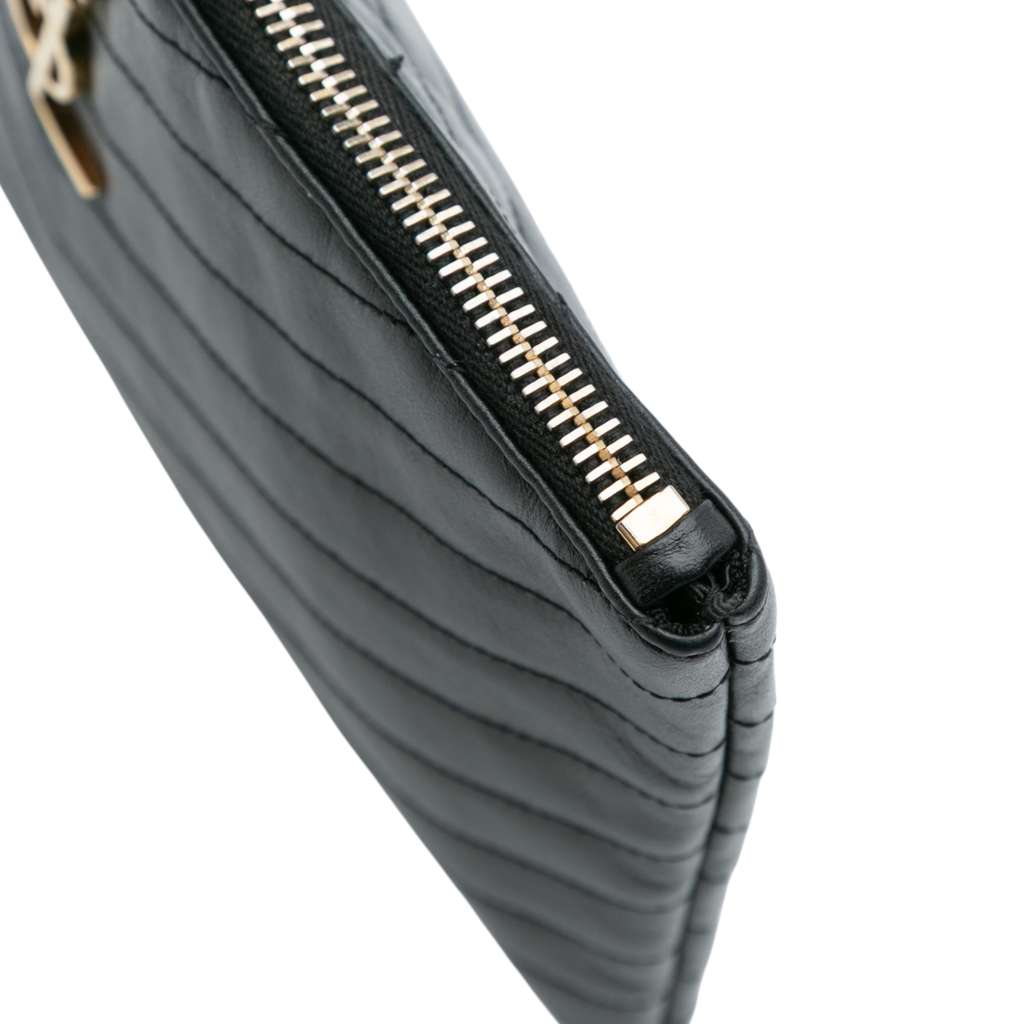 Saint Laurent Chevron Leather Monogram New Jolie Clutch - Image 10