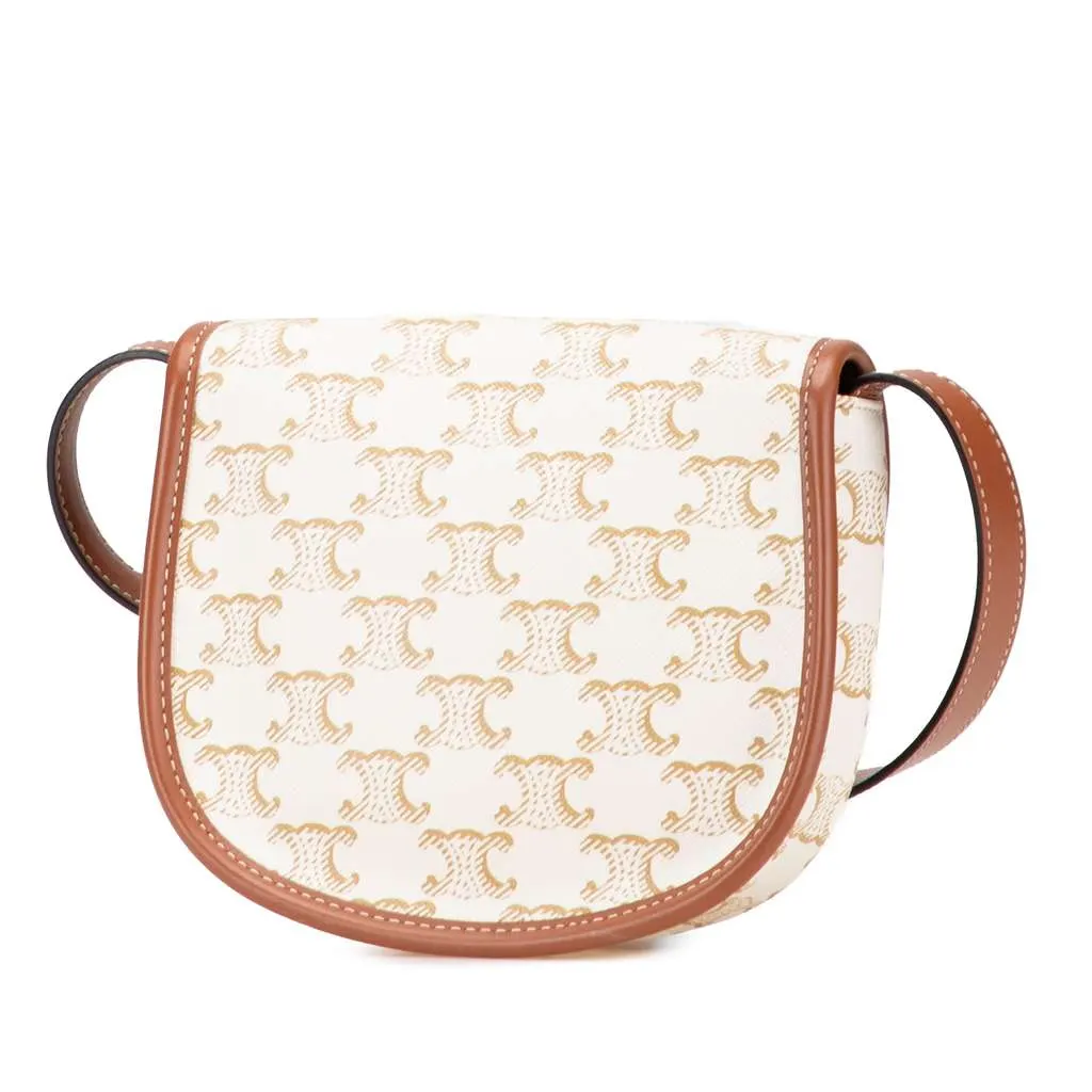 Celine Mini Triomphe Coated Canvas Besace Crossbody White Canvas Very good - Back View