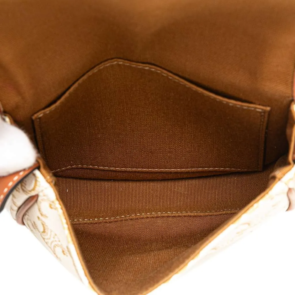 Celine Mini Triomphe Coated Canvas Besace Crossbody White Canvas Very good - Model View