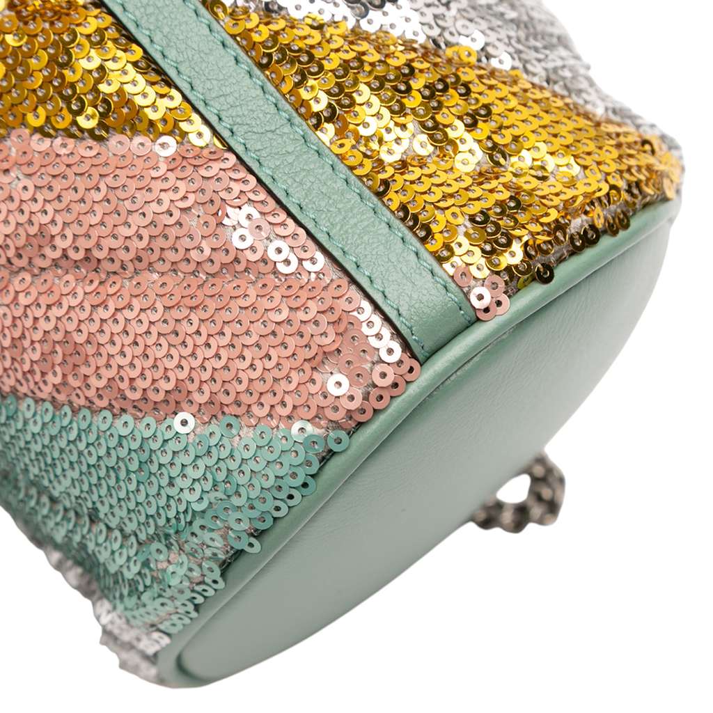 Gucci Small GG Marmont Sequined Diagonal Matelasse Leather Bucket Bag - Image 10