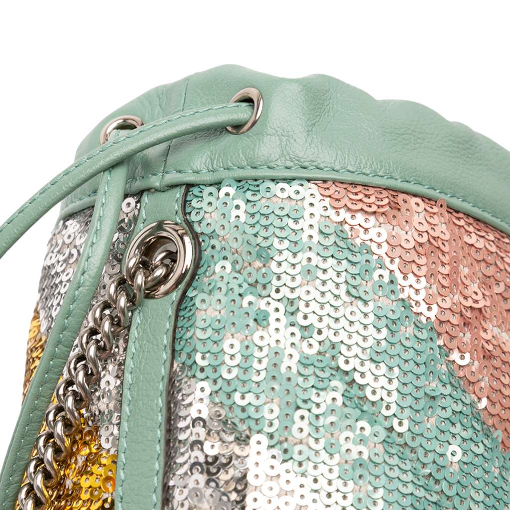 Gucci Small GG Marmont Sequined Diagonal Matelasse Leather Bucket Bag - Image 11