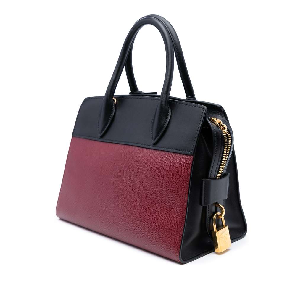 Prada Small Saffiano And City Calf Esplanade Satchel - Back view