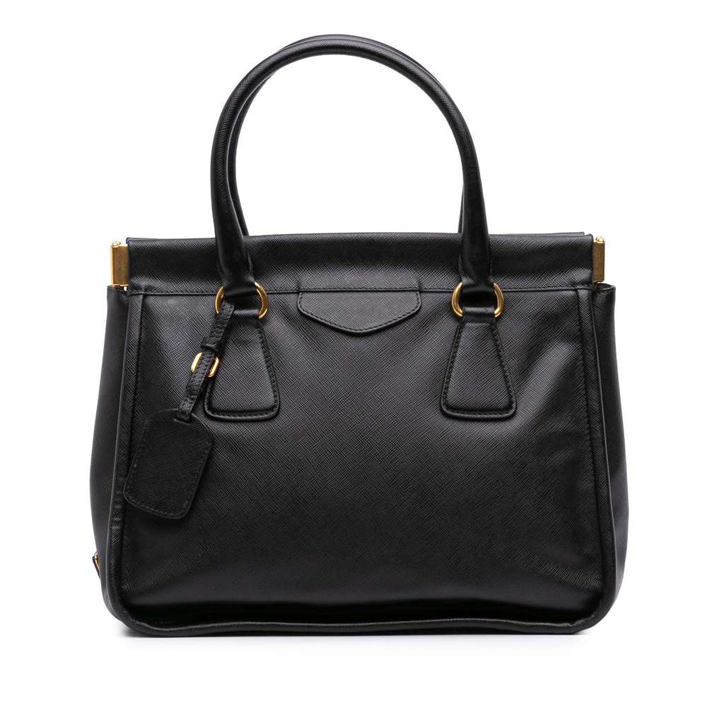 Prada Saffiano Lucido Top Handle Frame Tote