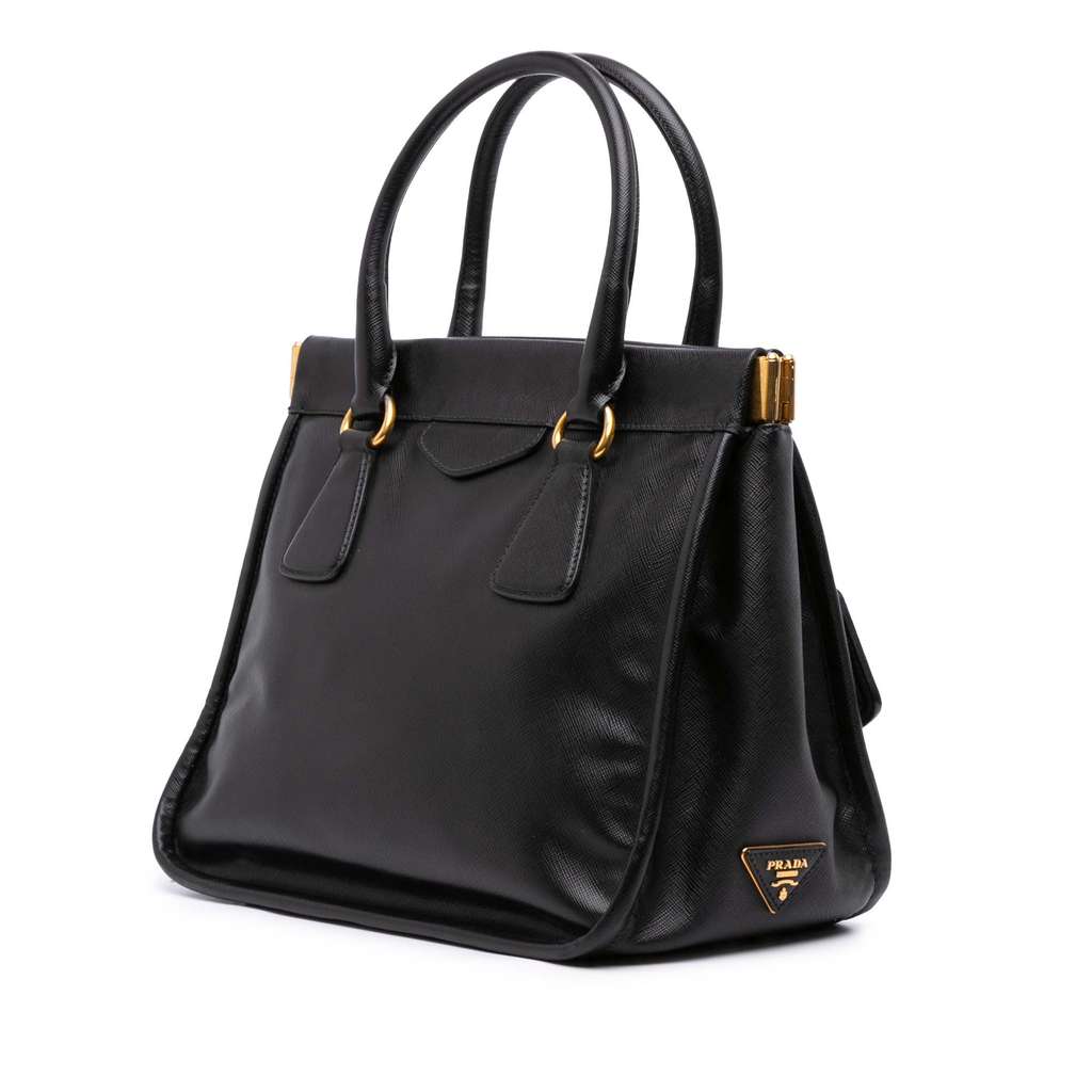 Prada Saffiano Lucido Top Handle Frame Tote - Back view