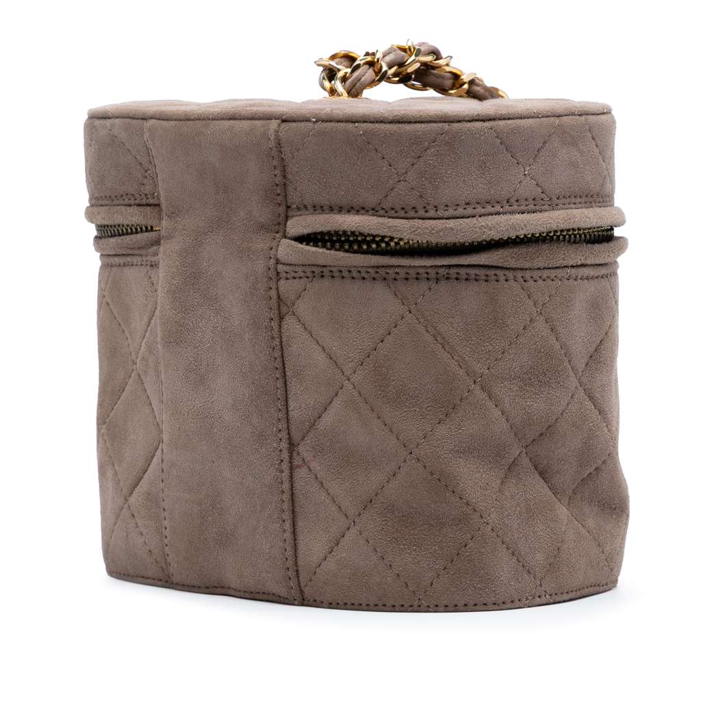 Chanel Quilted Suede Tassel Vanity Bag - Back view