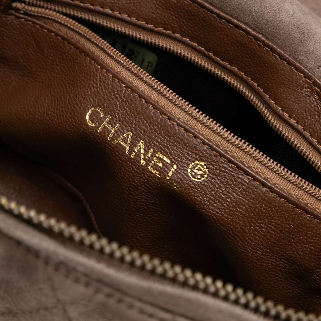 Chanel Quilted Suede Tassel Vanity Bag - Side view