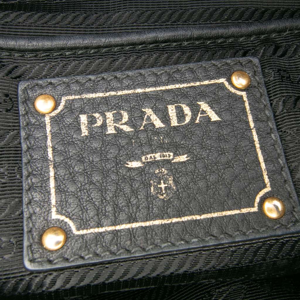 Prada Vitello Daino Trimmed Tessuto Zip Top Satchel - 5