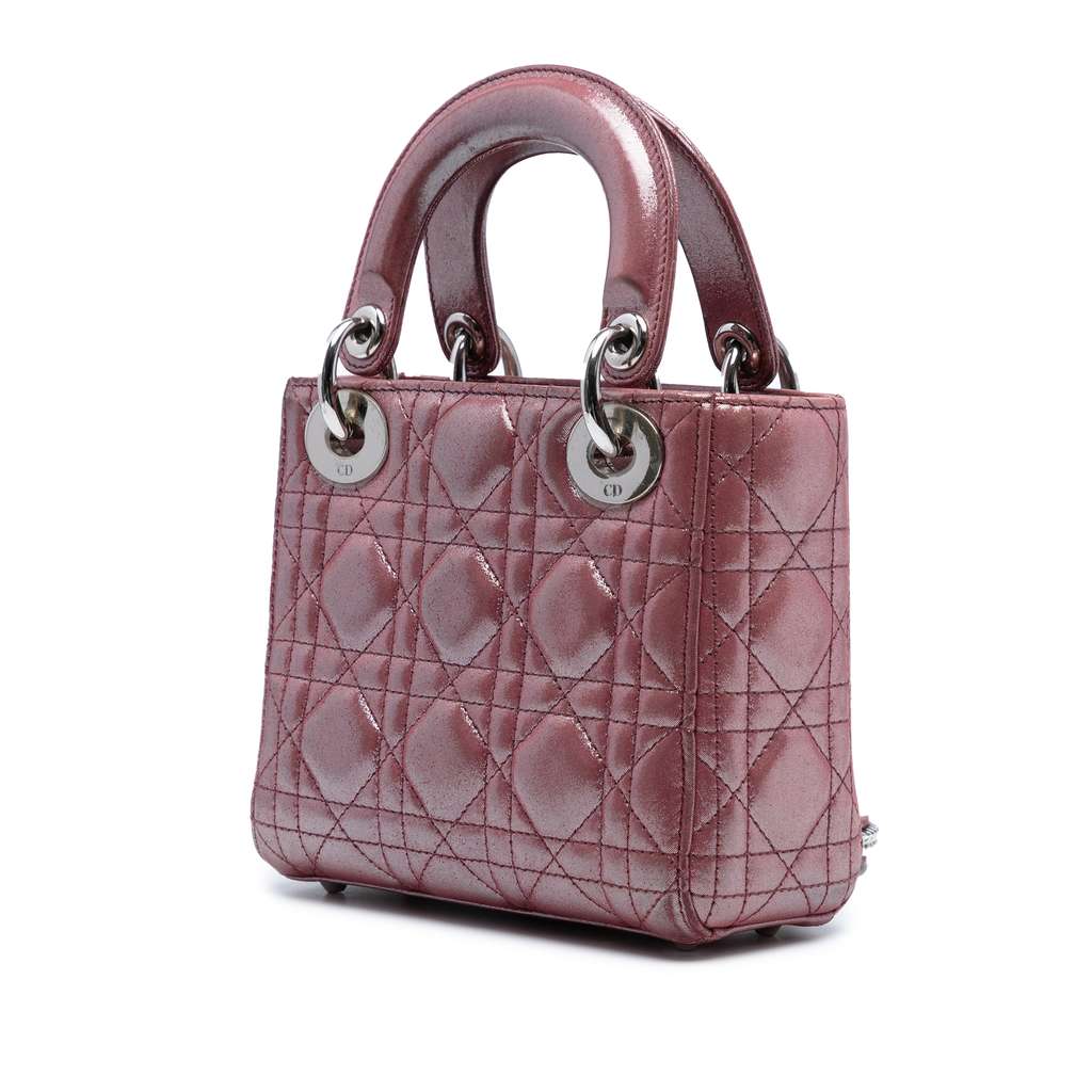 Dior Mini Iridescent Lambskin Cannage Lady Dior - Back view