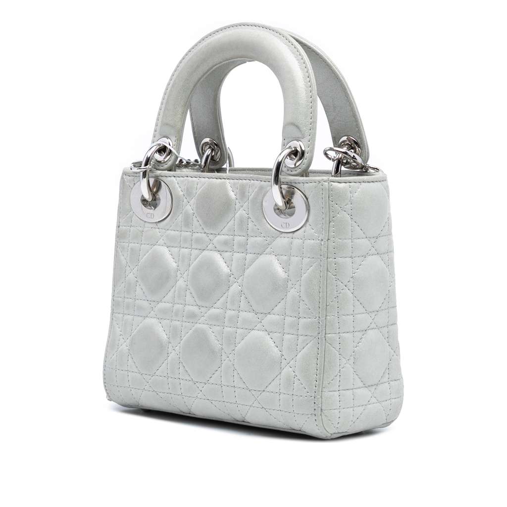 Dior Mini Iridescent Lambskin Cannage Lady Dior - Back view