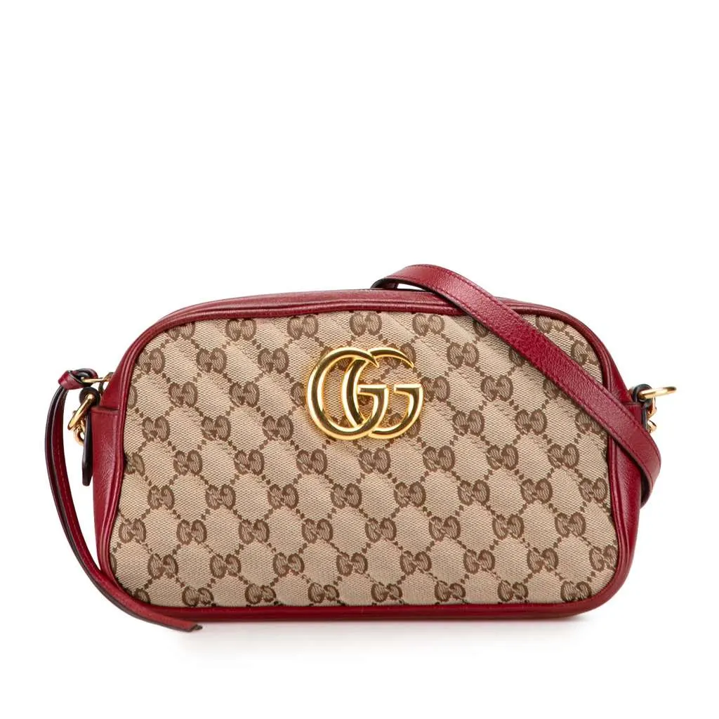 Gucci Small GG Marmont Matelasse Canvas Crossbody Brown Canvas Very good - Front View