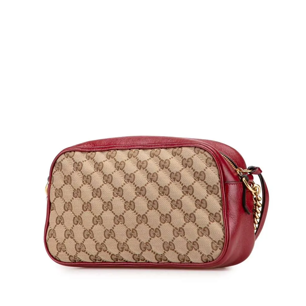 Gucci Small GG Marmont Matelasse Canvas Crossbody Brown Canvas Very good - Back View