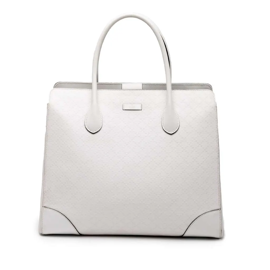 Gucci Diamante Bright Leather Tote White Leather Very good - Front View