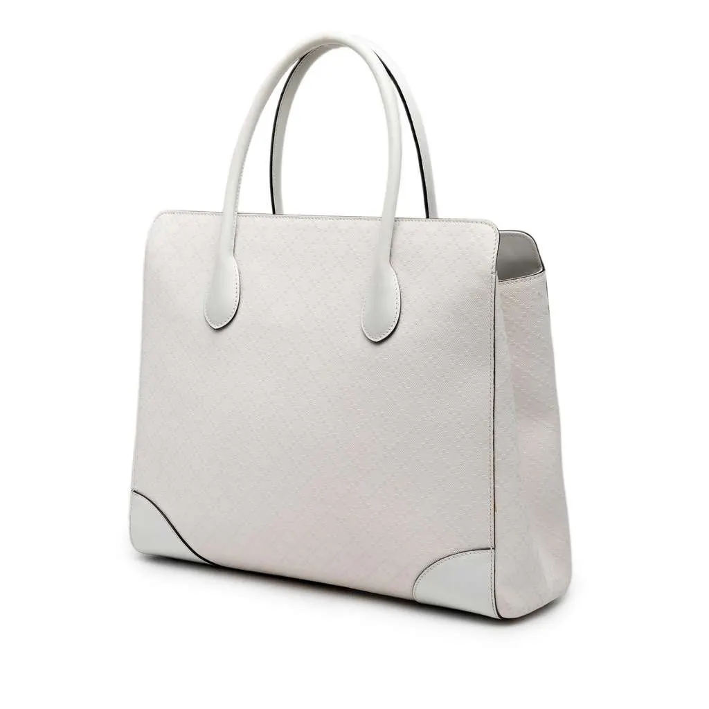 Gucci Diamante Bright Leather Tote White Leather Very good - Back View