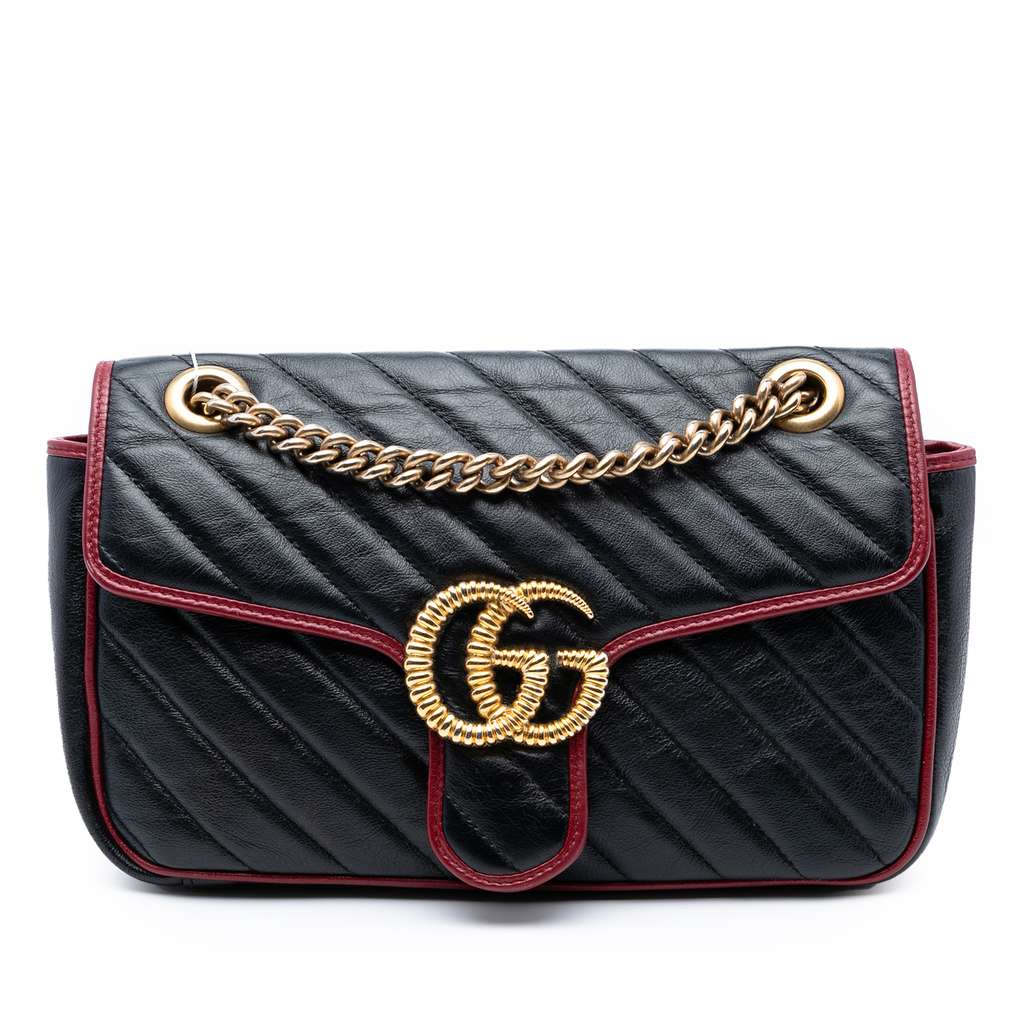 Gucci Medium GG Marmont Matelasse Diagonal Leather Torchon Shoulder Bag