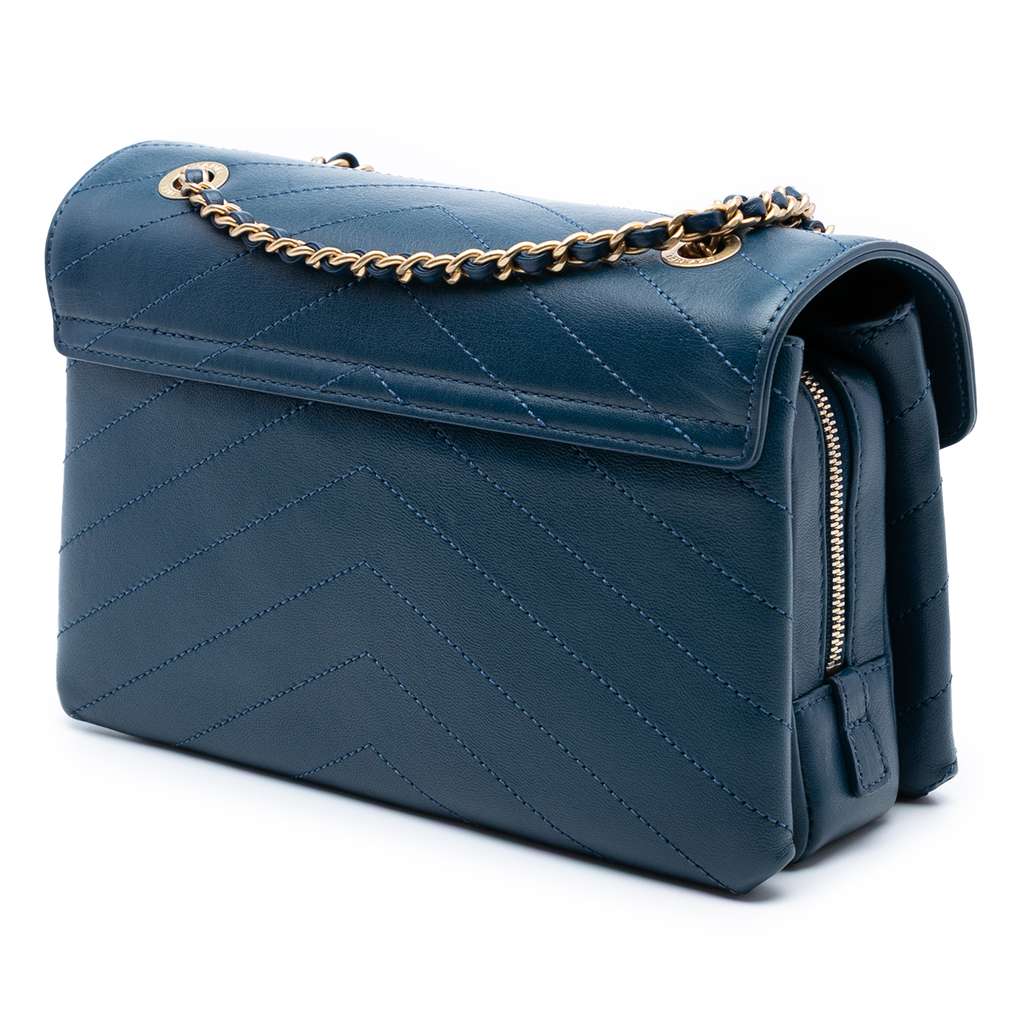 Chanel Small Chevron Lambskin Stitched Envelope Flap - Back view