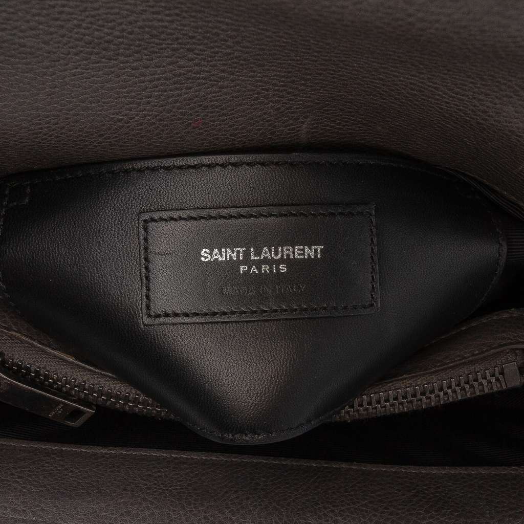 Saint Laurent Medium Chevron Sheepskin Monogram College Satchel - Side view