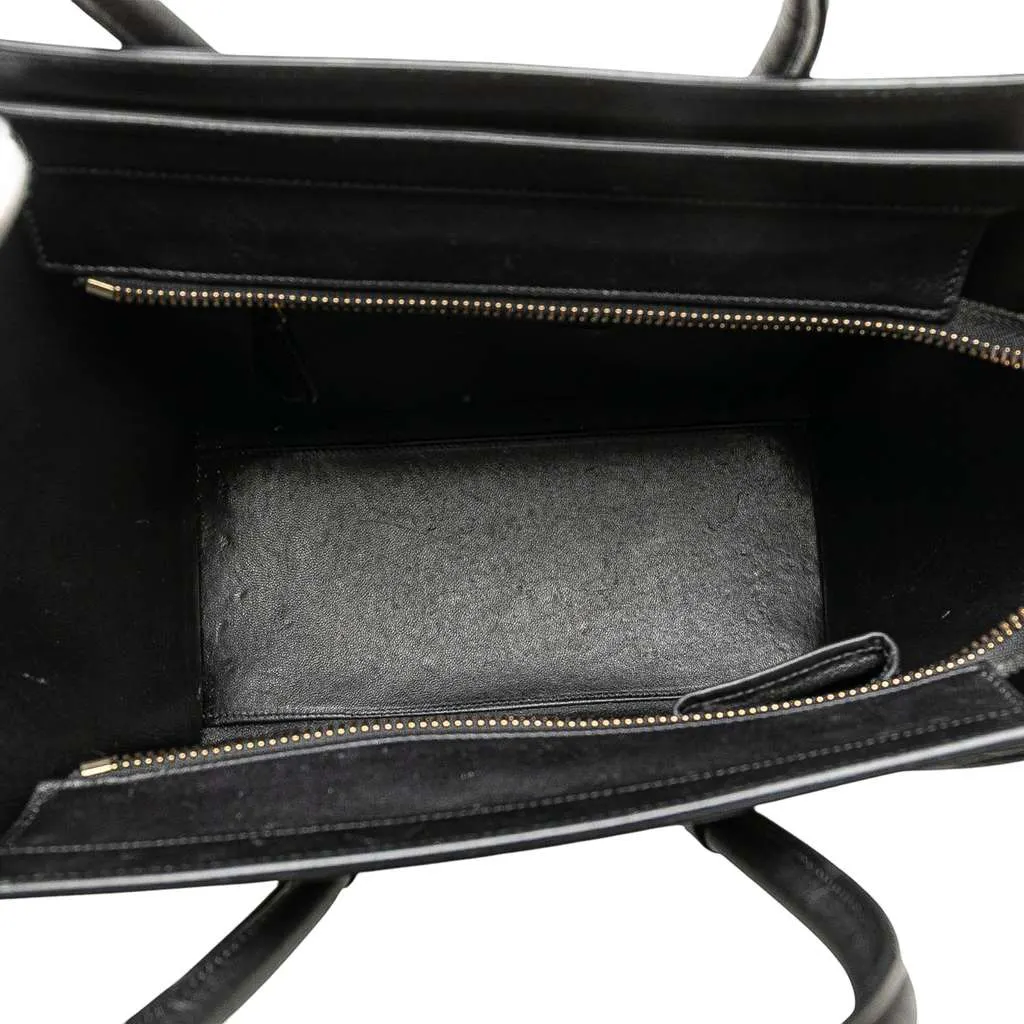 Celine Micro Tricolor Leather Luggage Tote Brown Leather Good - Model View