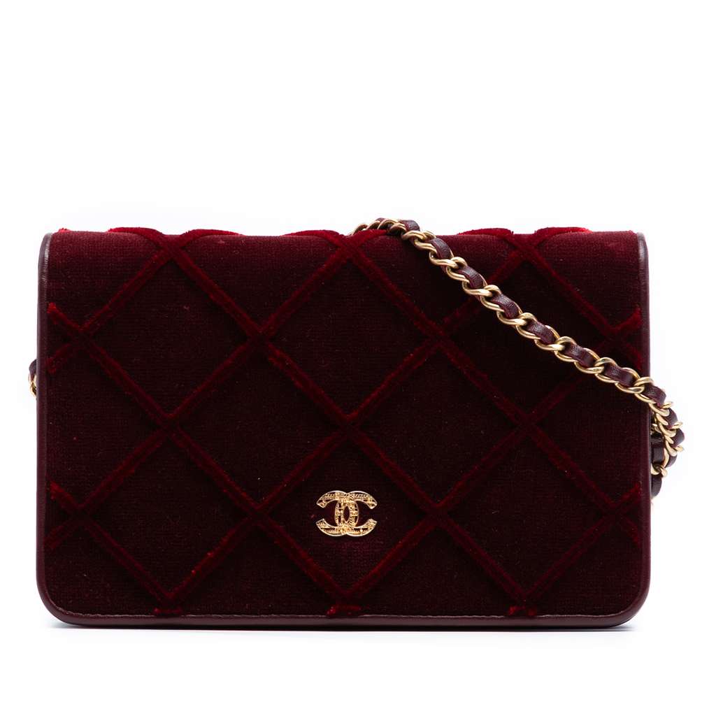 Chanel CC Quilted Velvet Wallet on Chain