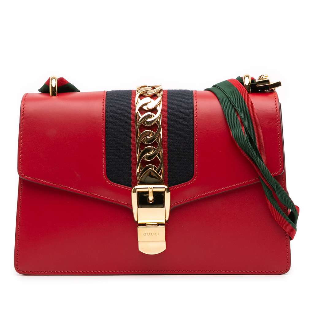 Gucci Small Leather Sylvie Web Satchel