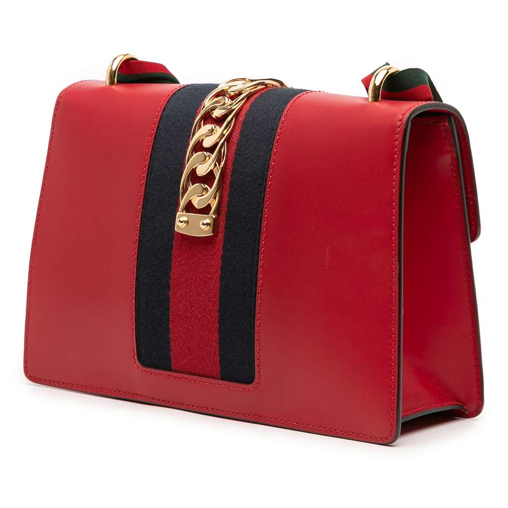 Gucci Small Leather Sylvie Web Satchel - Back view