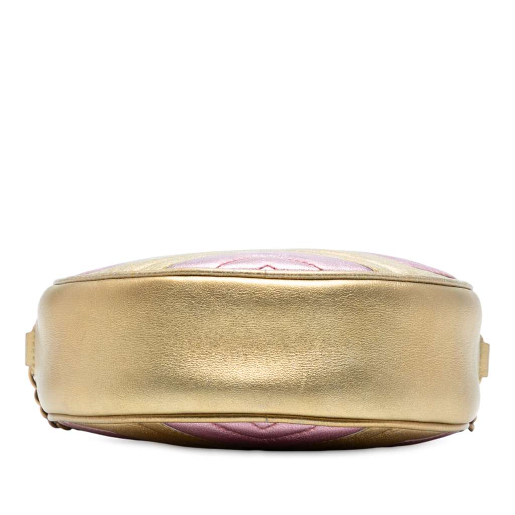 Gucci Mini GG Marmont Matelasse Metallic Leather Round Crossbody - Image 6