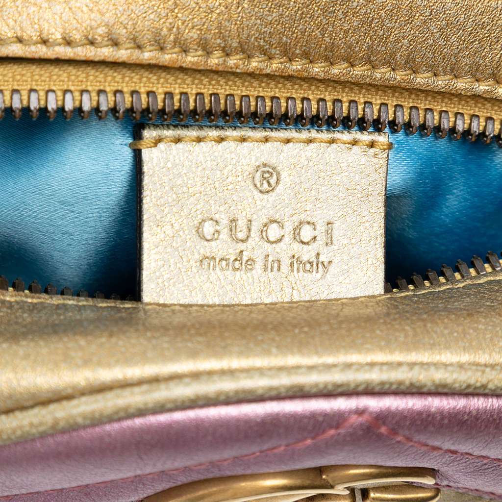 Gucci Mini GG Marmont Matelasse Metallic Leather Round Crossbody - Side view