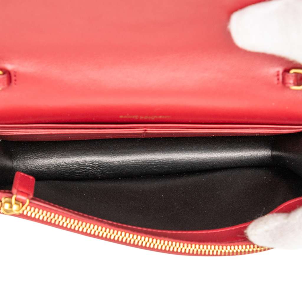 Saint Laurent Calfskin Heart Studded Classic Monogram Kate Tassel Wallet on Chain - 4